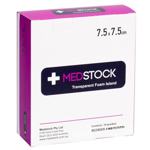 Medstock Transparent Foam Island Dressing 7.5 x 7.5cm B10