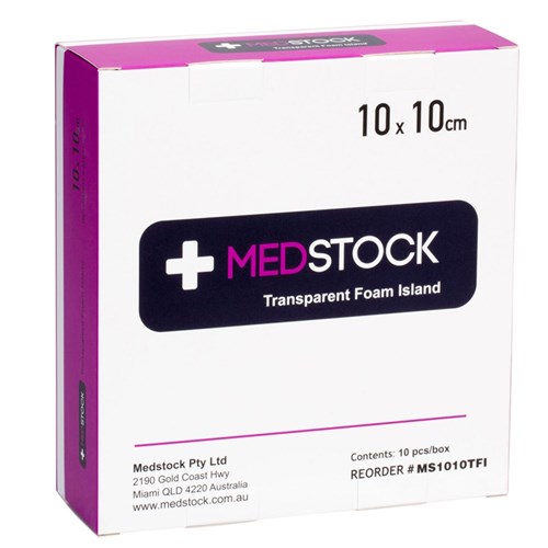 Medstock Transparent Foam Island Dressing 10 x 10cm B10