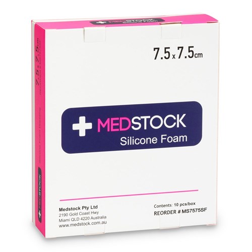 Medstock Silicone Foam Dressing Border 7.5 x 7.5cm B10 107575SF