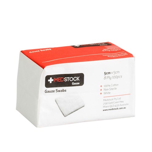 Medstock Gauze Swabs 5cm x 5cm 8 ply Non Sterile 100