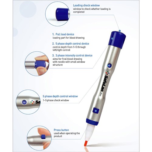 Safelan-Pro Lancing Device 5 Depth Settings