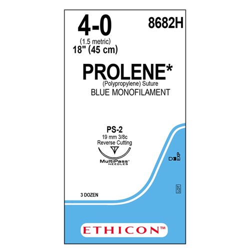 Sutures Prolene Ethicon 4/0 19mm RC 3/8 Circle45cm 8682H B36