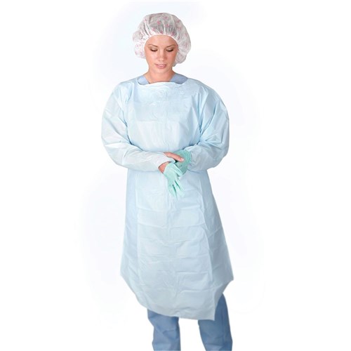 Gown Thumbs Up Isolation Large Blue Medline